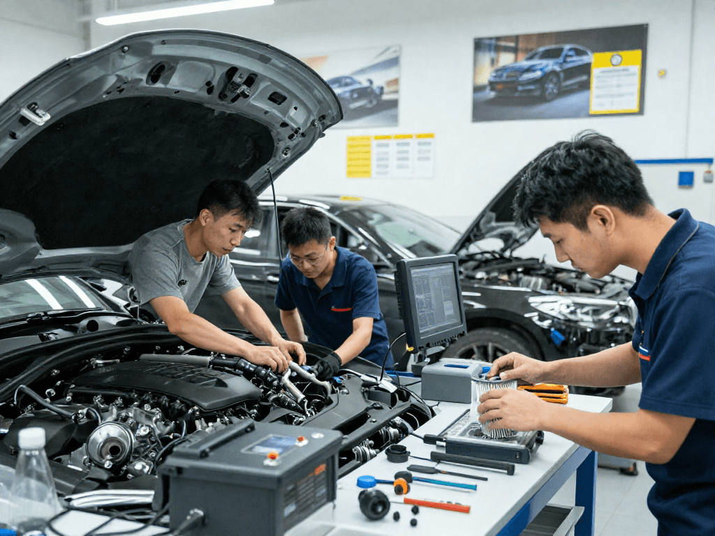 Professionelles Chiptuning Hannover in einem modernen Kfz-Werkstatt-Umfeld.
