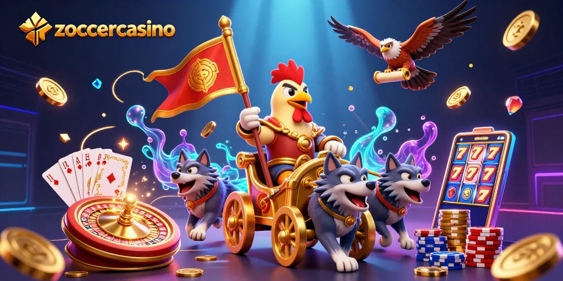 Experience thrilling gameplay at zoccercasino with a vibrant illustration of legendary casino elements.